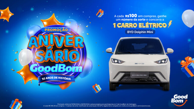 GoodBom Supermercados fará o sorteio de um carro elétrico