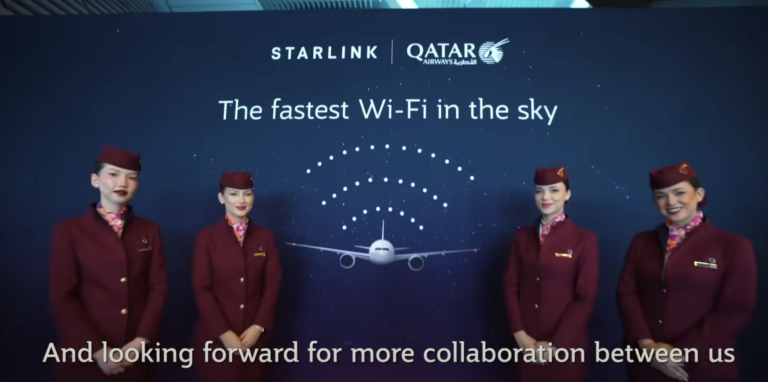 Qatar Airways lança o primeiro voo com Starlink em Boeing 777