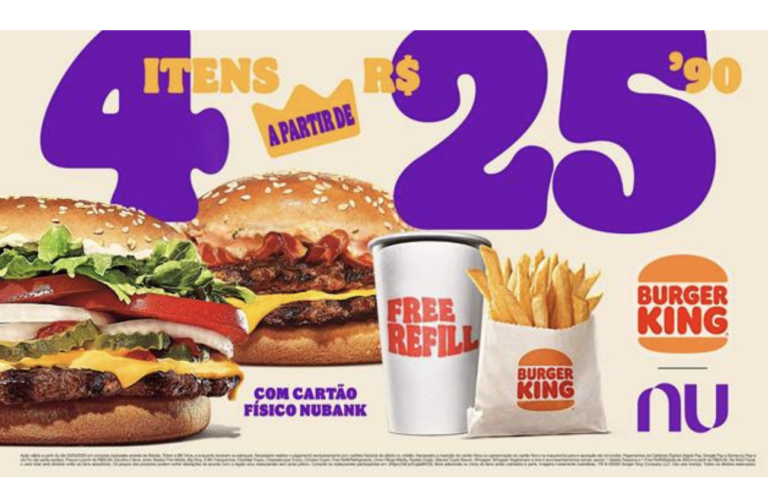 BK e Nubank oferecem 4 itens a partir de R$25,90