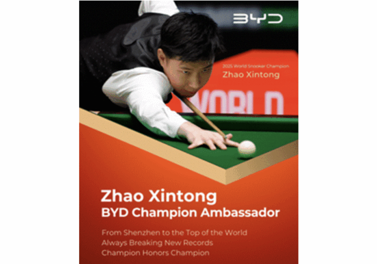 Zhao Xintong é o novo embaixador campeão da BYD