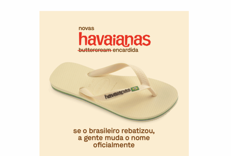 Havaianas surfa na onda do branco encardido