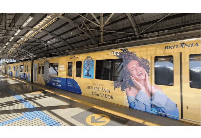 Britânia adesiva metrô de Salvador em campanha de ventiladores