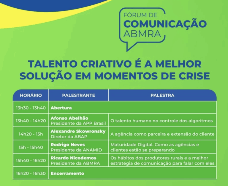 Fórum de Comunicação ABMRA debaterá a criatividade no Agro
