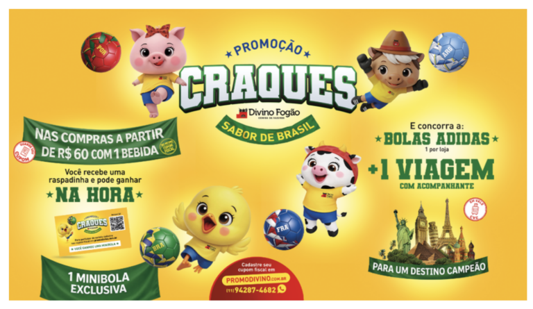 Divino Fogão lança promoção “Craques Divino Fogão, Sabor de Brasil”