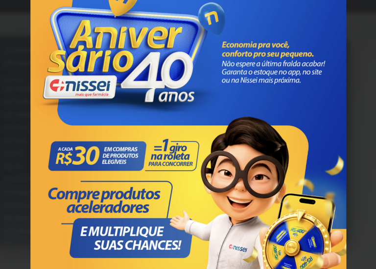 Farmácias Nissei celebra 40 anos com campanha