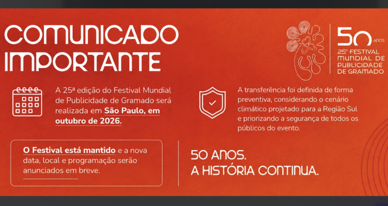 Festival Mundial de Publicidade de Gramado transfere edição para SP