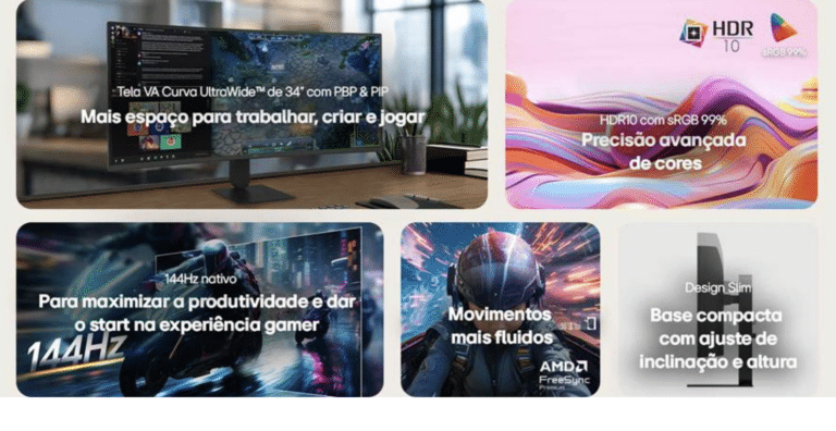 LG lança monitor UltraWide 34U620B-B curvo de 34 polegadas